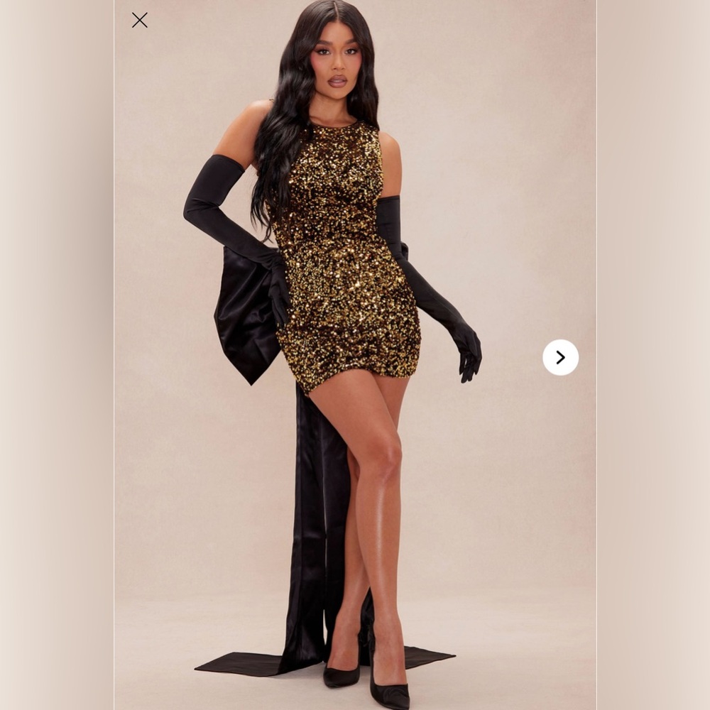 [DONATED] Fashion Nova Celeste Sequin Bow Mini - Dress